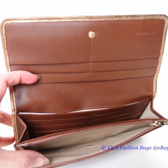 NIB Longchamp LM Cuir Leather Flap Snap Wallet BROWN 100% AUTHENTIC - Picture 11 of 14